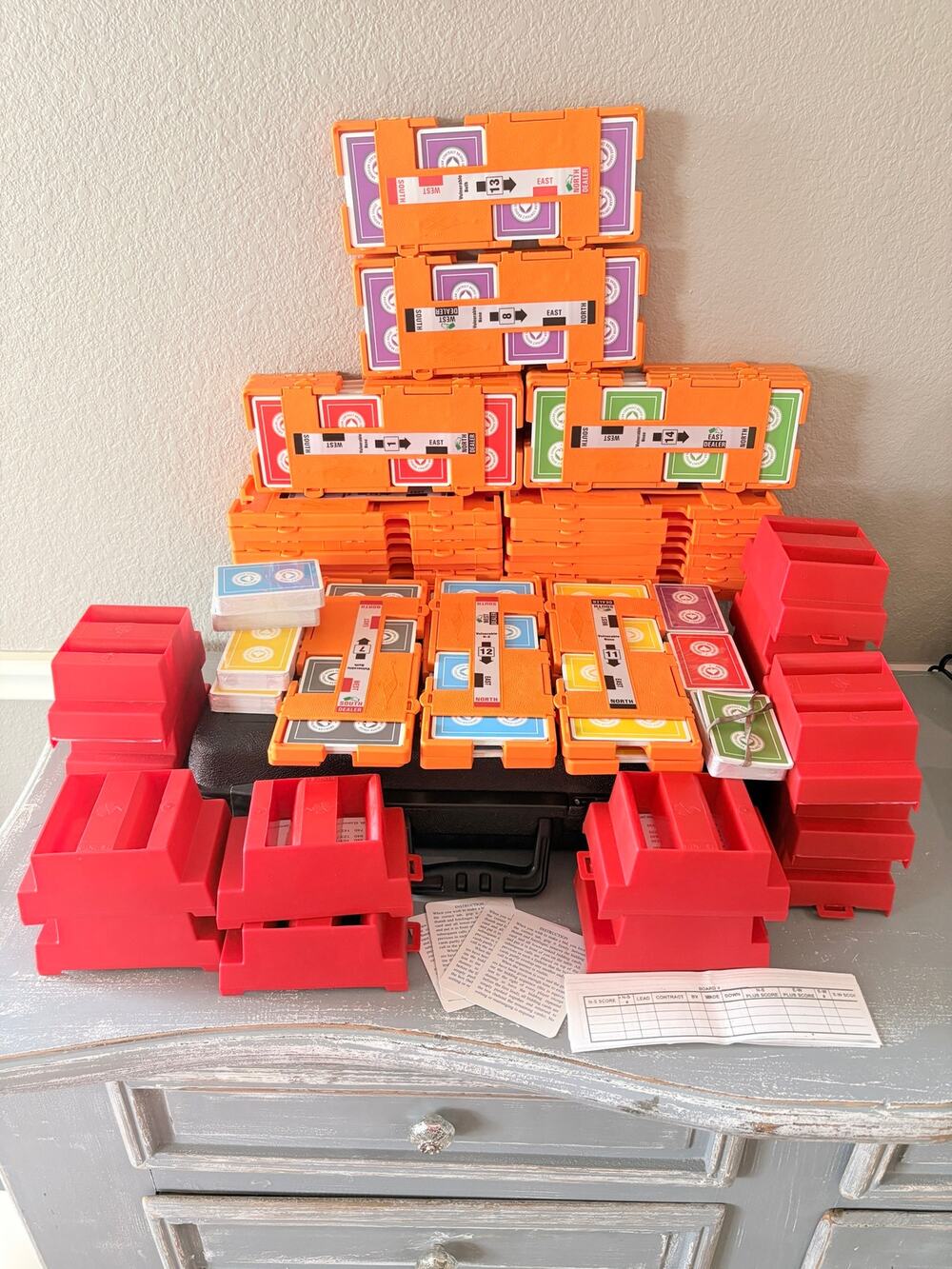 ACBL Duplicate Contract Bridge Set 36 Boards Cards Bidding Boxes Case